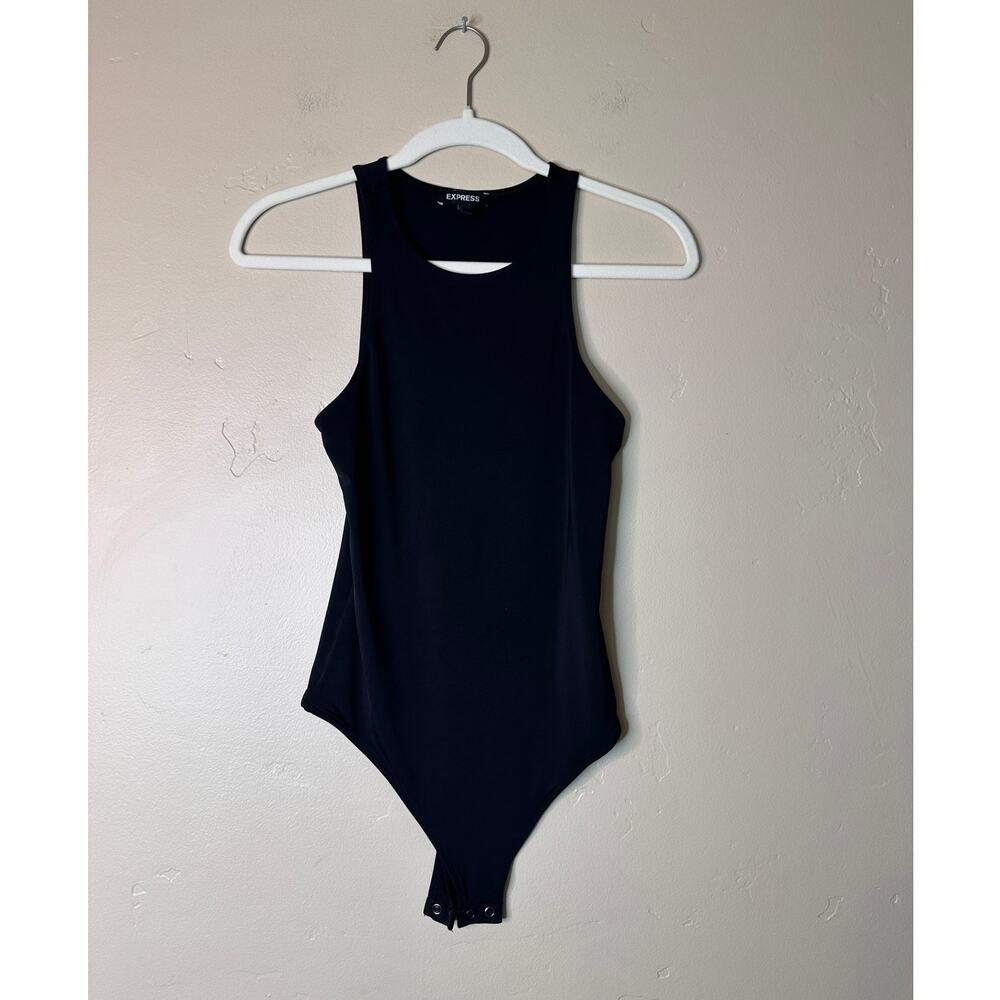Express Body Contour Silhouette Black Racerback Bodysuit XS.